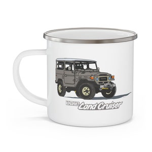 FJ40 Land Cruiser Enamel Camping Mug Coffee Cup - Reefmonkey Artist Brody Plourde