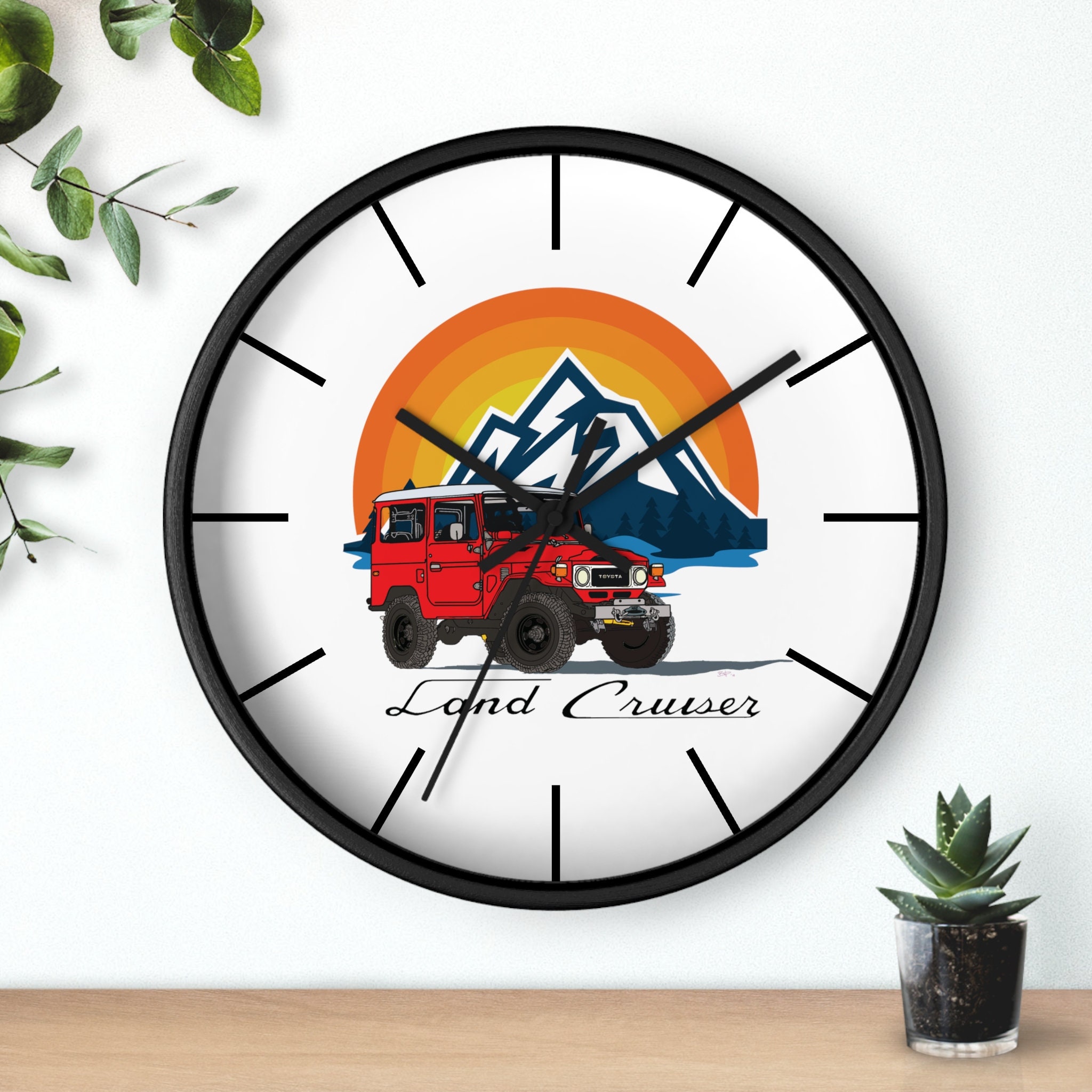 FJ40 ランドクルーザー ウォールクロック：山の風景、ガレージの装飾