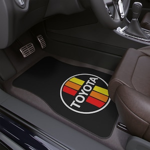 3 Stripe Car Floor Mats: Front & Rear Set