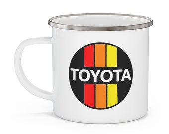 3 Stripe Camping Mug, Enamel Mug, Coffee Cup - Reefmonkey