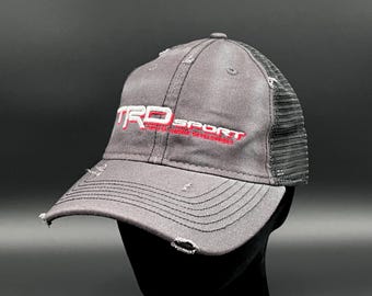 TRD Sport Embroidered Distressed Unstructured Trucker Hat - Reefmonkey