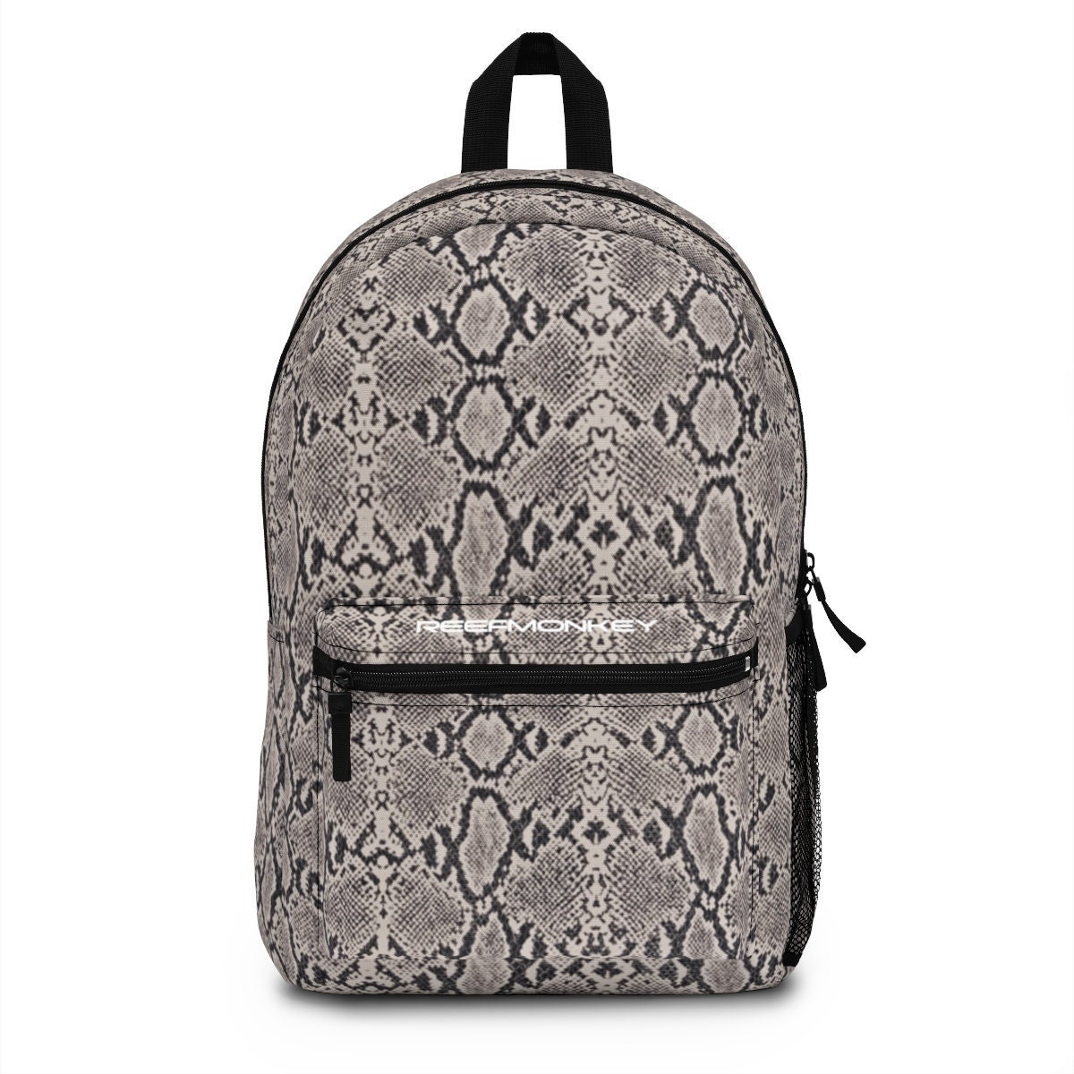 snakeskin print backpack