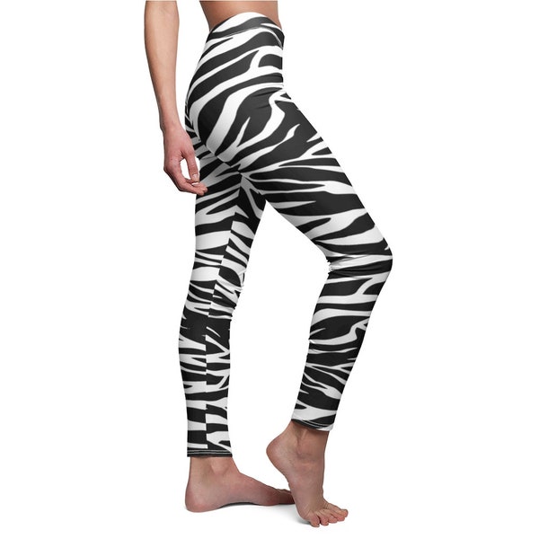 Leggings zèbre, Pantalon stretch zébré, Pantalons de yoga pour femme, Leggings à imprimé animal