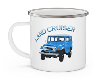 FJ40 Land Cruiser Enamel Camping Coffee Cup - Reefmonkey Artist Ren Hart