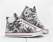 Skeleton Ribs Custom Horror Sneakers based on Converse All Star High Top Chuck Taylor shoes