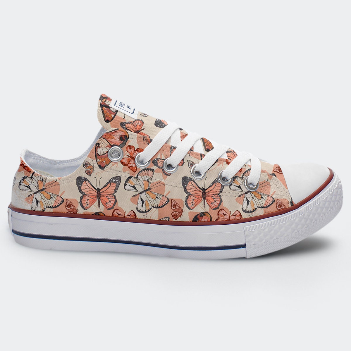 Butterflies Pattern Custom Sneakers Floral Personalized Etsy
