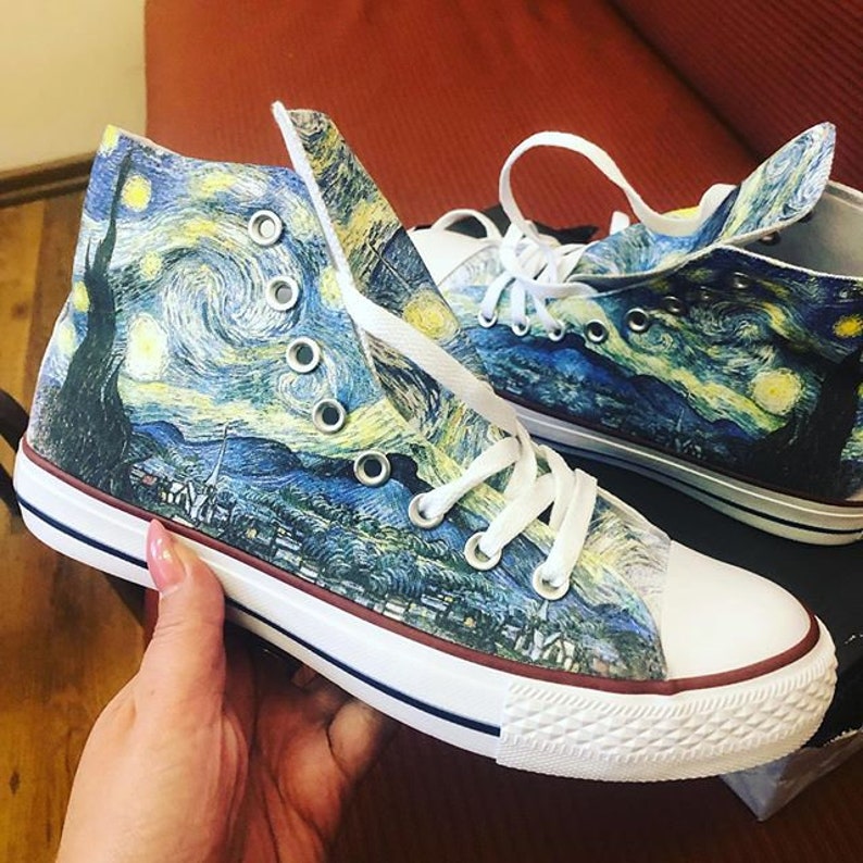 Van Gogh Starry Night Painting Custom Personalized Sneakers | Etsy