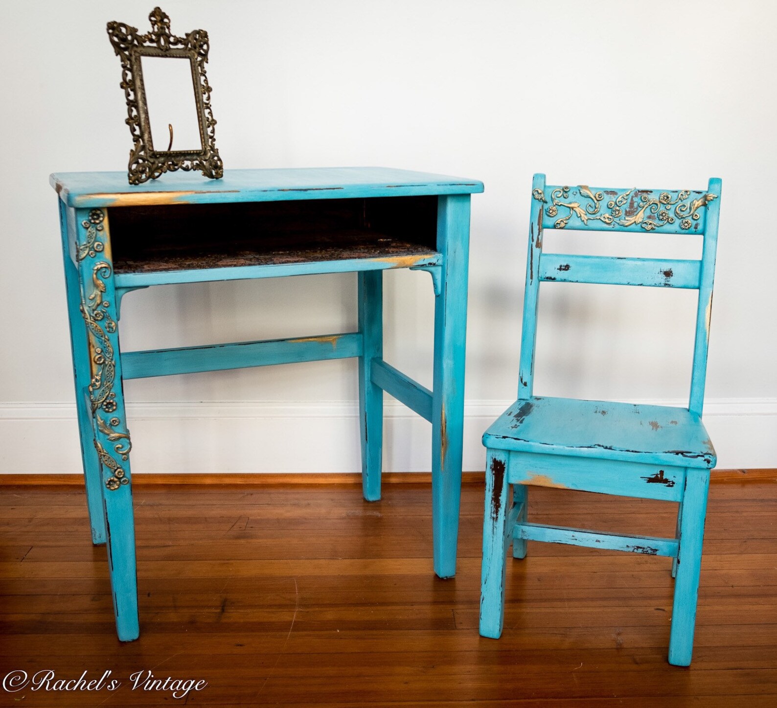 Vintage 1940's Children's Desk w/ Chair Handpainted Etsy