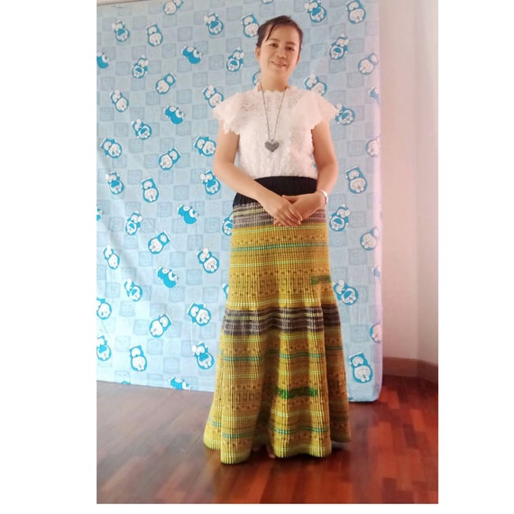 Hill tribe skirt, Embroidered skirt, Beautiful lon
