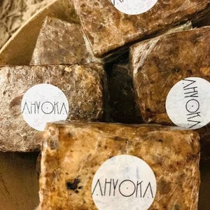 100% Natural Raw African Black Soap Organic & Unrefined Palm Free Made in Ghana imagem 3