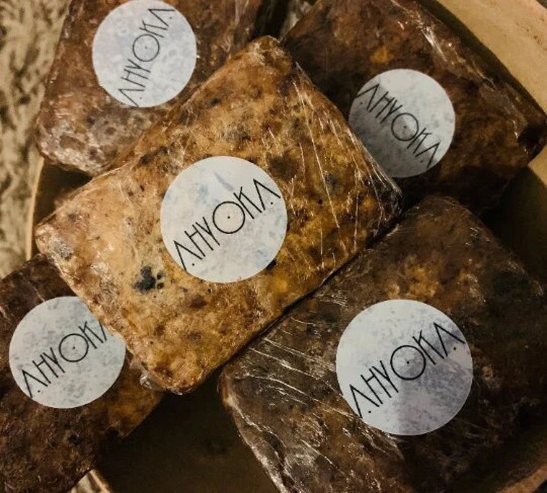 100% Natural Raw African Black Soap Organic & Unrefined Palm Free Made in Ghana image 2