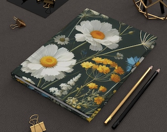 Floral Hardcover Journal, Beautiful Notebook for Writers, Nature Lover Gifts, Flower Design, Creative Journal