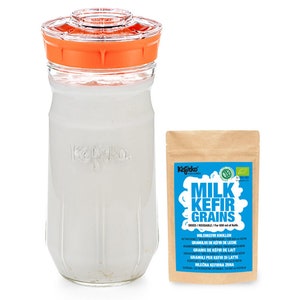 Kefir Making Kit, 1.4L with Organic Milk Kefir Grains Make Your own Probiotic Drinks at Home for Good Gut Health and Build Your Immunity Orange