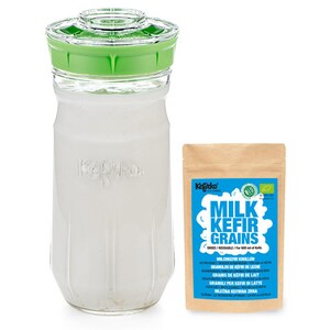 Kefir Making Kit, 1.4L with Organic Milk Kefir Grains Make Your own Probiotic Drinks at Home for Good Gut Health and Build Your Immunity Green