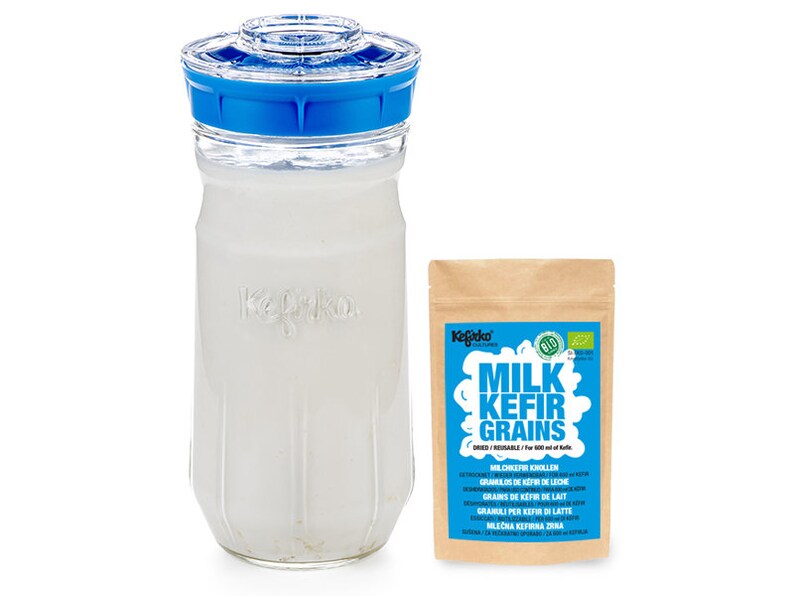 Kefir Making Kit, 1.4L with Organic Milk Kefir Grains Make Your own Probiotic Drinks at Home for Good Gut Health and Build Your Immunity Blue