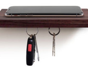 PLANK PLUS Wooden Floating Shelf with a Magnetic Underside for Mobile & Keys Storage