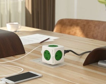 Allocacoc PowerCube Original 5way Wall Socket Adapter Outlet (Kelly Green)