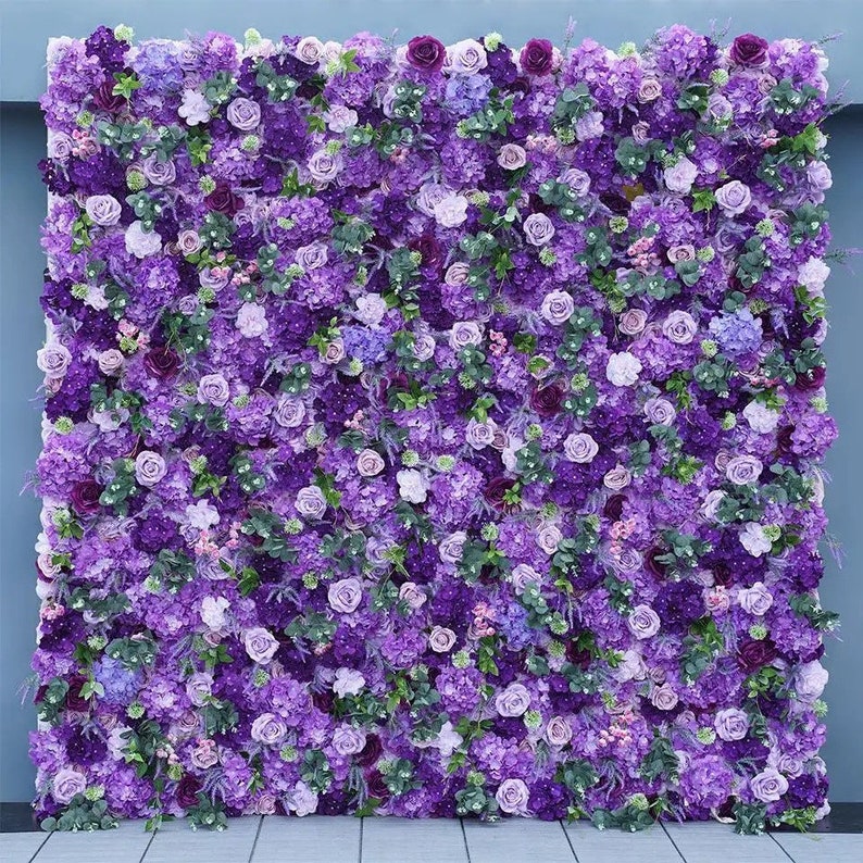 Purple 3D Artificial Flower Wallflower Wall Etsy