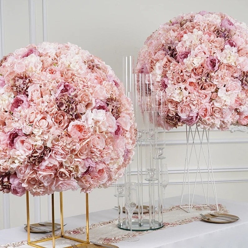 80cm 3/4 Peach Dusty Rose Rose Flower Ball Bouquet Wedding Table Flower