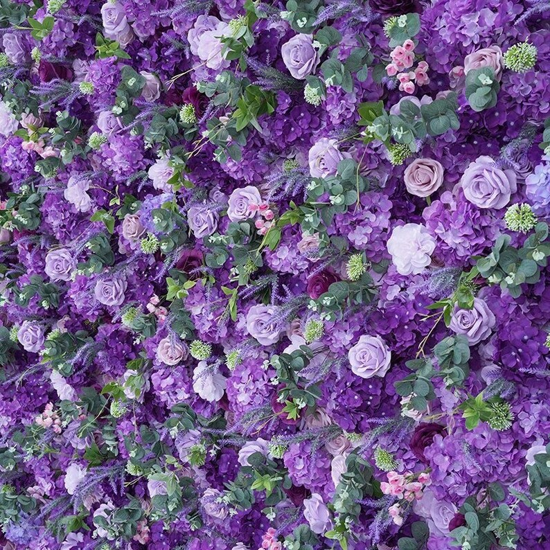 Purple 3D Artificial Flower Wallflower Wall Etsy