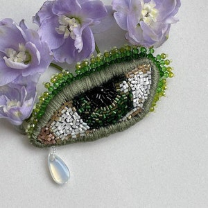 Unique Handmade Green Eye Brooch