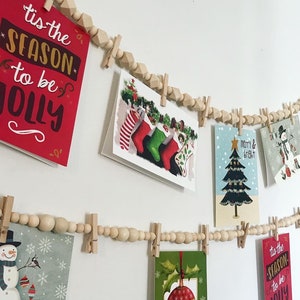 Runde oder geometrische Perlengirlande mit Clips, Kinder Kunst Display, Kinderzimmer Dekor, Kunst Display, Clip Girlande, Weihnachtskarte Display