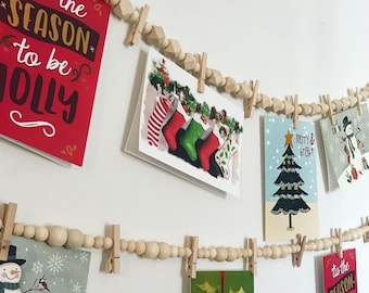 Christmas Card Holder Beaded Garland