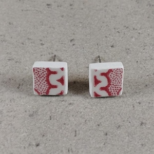 Blauer zerbrochener Porzellanschmuck, Ohrstecker aus zerbrochenem Teller, quadratische Keramikohrringe, Porzellanschmuck, chinesische Porzellanohrringe, Ohrstecker