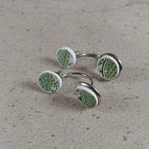 Zerbrochener Porzellanschmuck, Ohrstecker aus zerbrochenem Teller, Runde Keramikohrringe, Porzellanschmuck, chinesische Porzellanohrringe, Ohrstecker
