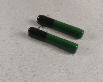 Fused Glass Earrings, Green Glass Earrings, Fused Glass Studs, Mother's Day gift, Minimalist earrings,