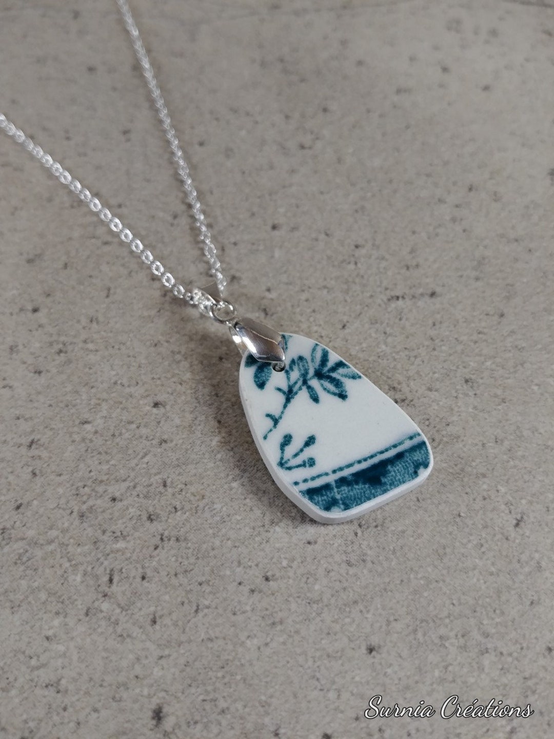 Broken China Necklace, Antique Chinese Jewelry, Broken Plate Jewelry