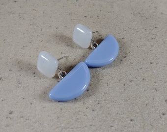Fused glass earrings, Stained glass earrings, Statement earrings, Geometrical earrings, Drop earrings, Recycled glass jewelry
