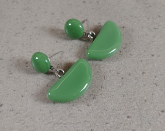 Fused glass earrings, Stained glass earrings, Statement earrings, Geometrical earrings, Drop earrings, Recycled glass jewelry