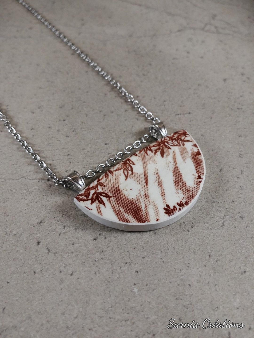 Broken China Necklace, Antique Chinese Jewelry, Broken Plate Jewelry