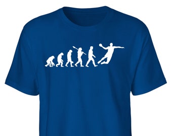 Handball Evolution T-Shirt aus fairer Bio-Baumwolle von Hand bedruckt in Deutschland - perfektes Handball Geschenk!