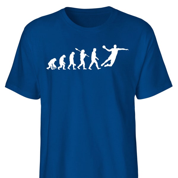 Handball Evolution T-Shirt aus fairer Bio-Baumwolle von Hand bedruckt in Deutschland - perfektes Handball Geschenk!