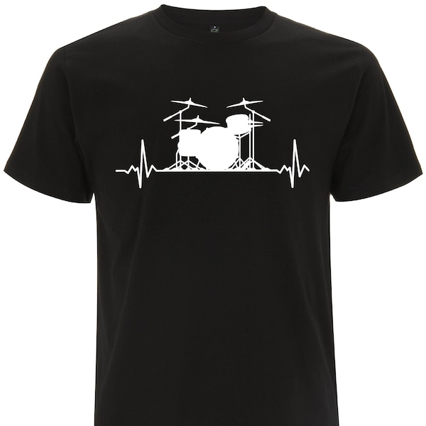 Drums Drummer Schlagzeug T-Shirt aus fairer Bio-Baumwolle bedruckt in Deutschland - perfektes Schlagzeug Geschenk!