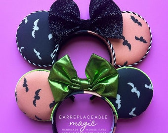 Halloween Disney-oren hoofdband, Mickey-oren, Minnie-oren, Halloween-vleermuisoren, hoofdband vampiermuis-muisoren, niet zo enge Halloween-oren