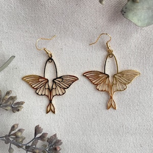 Luna Moth Earrings • Handmade Jewelry • Gold Plated Hooks • Nature Inspired Earring • Unique Accessory • Valentines • Nature Lover Jewelry