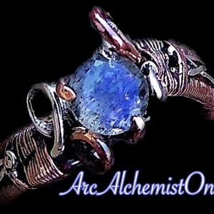 FAIRYTALE Size 9 Sterling Silver Copper Labradorite Spectrolite Moonstone Elven Elvish Genuine Gemstone Fantasy Magical Wire Wrapped Ring