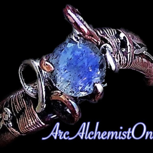 FAIRYTALE Size 9 Sterling Silver Copper Labradorite Spectrolite Moonstone Elven Elvish Genuine Gemstone Fantasy Magical Wire Wrapped Ring