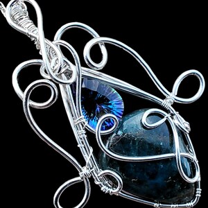 Natural Neon Apatite Rainbow Quartz Sterling Silver Elven Elvish Victorian Fantasy Wire Wrapped Gemstone Pendant Necklace