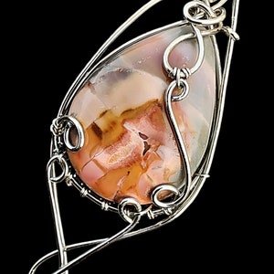 Große Elegante Teardrop Polychrome Jaspis Natürliche Elfen Elbische Viktorianische Fantasie Draht Gewickelt Edelstein Anhänger Halskette Amulett