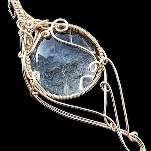 Handmade Gold Plated Wire Wrapped Glass Pendant Necklace: Elven Fantasy Amulet