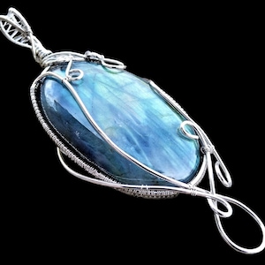 Genuine Golden Green Flash Labradorite Moonstone Elven Elvish Fantasy Amulet Victorian Forest Fairytale Sterling Silver Pendant Necklace