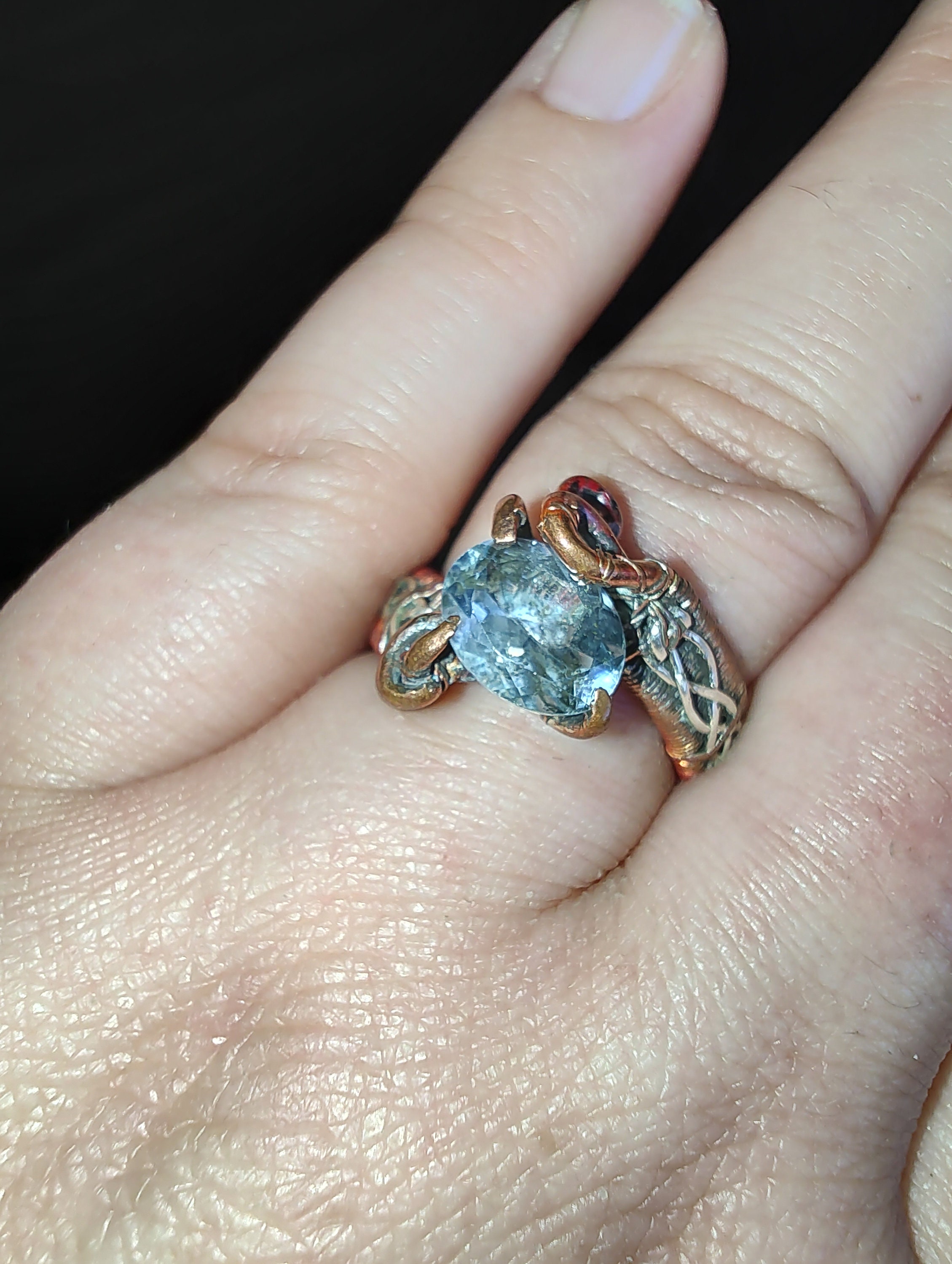 NATURE Forest Sterling Silver Size 8 Sky Blue Topaz December