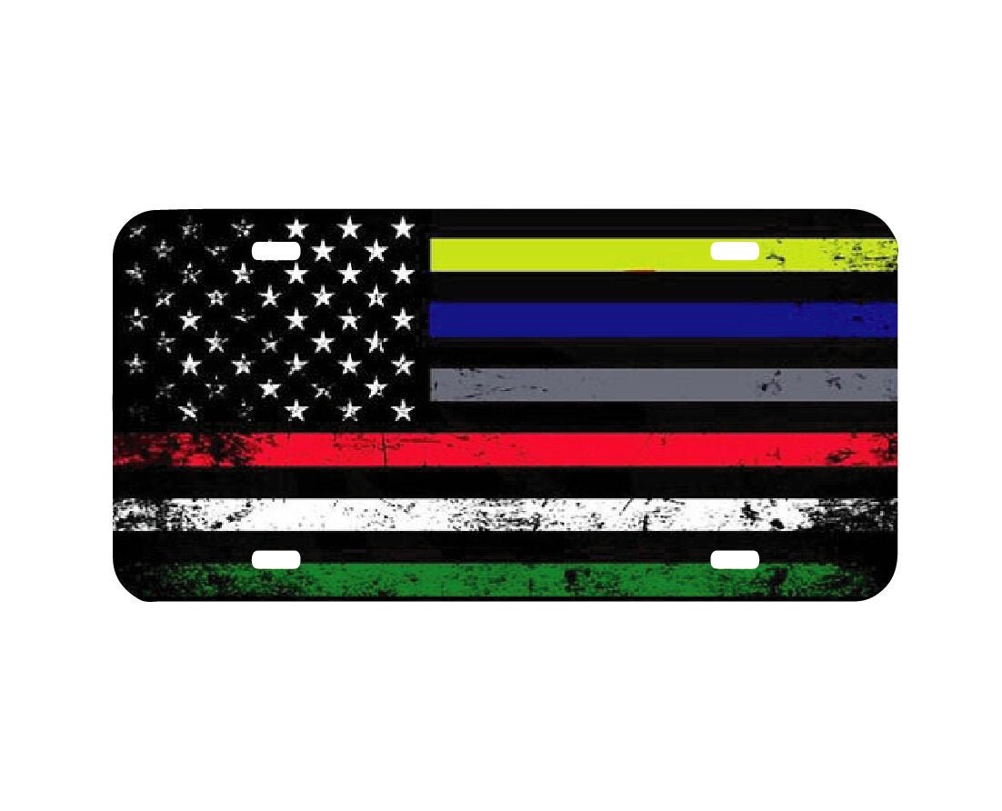 Custom first responder american flag license plate front of Etsy