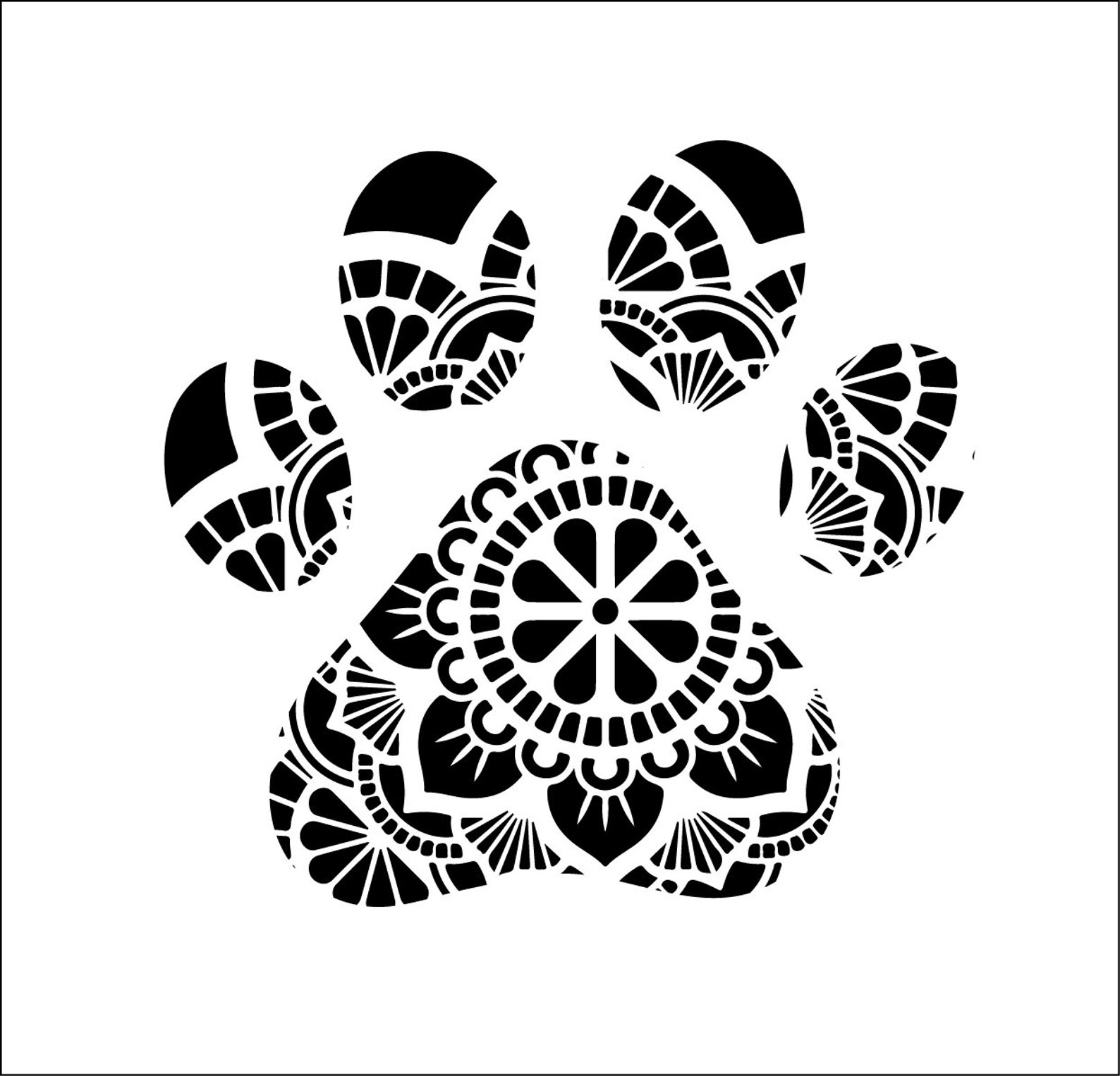 Mandala Animal Paw Print File Svg Ai Dxf Eps Png Digital Etsy