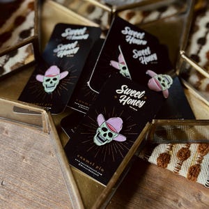 Cowghoul Pink cowgirl hat skull enamel pin Let&#39;s Go Ghouls!
