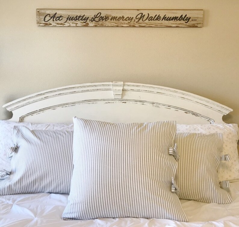 Farmhouse Style Silver Gray Ticking Pillow Cover Euro Sham Etsy